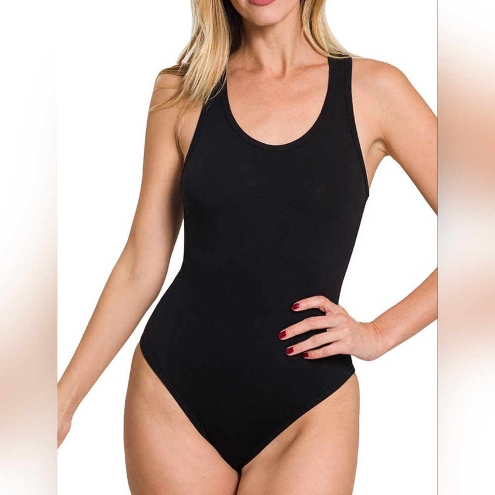 #68181 🛑M,L,XL BOHO CHIC TRENDY Premium Cotton Racer Back Tank Bodysuit